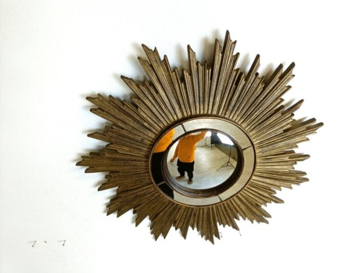 vintage golden sunburst mirror 1960s 9 1