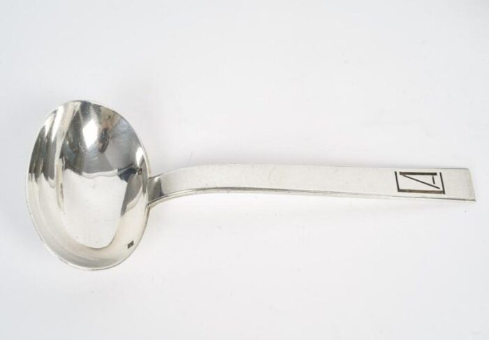 vintage gravy boat with silver spoon by jean puiforcat for minerva 1920s 4501