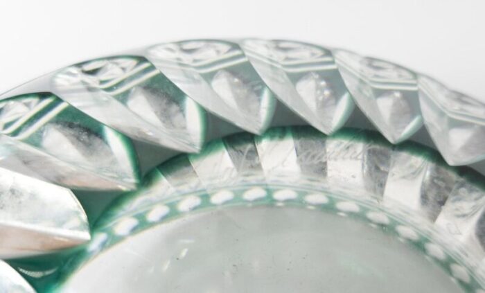 vintage green cut to clear lead crystal bowl by val saint lambert 10