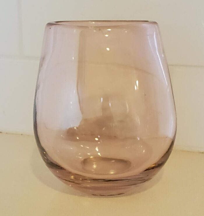 vintage hand blown small blush mauve glass vase 5341