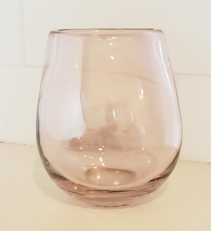 vintage hand blown small blush mauve glass vase 8690