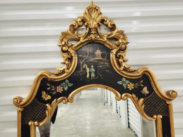 vintage hand painted chinoiserie style mirror 2957