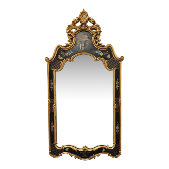 vintage hand painted chinoiserie style mirror 3156