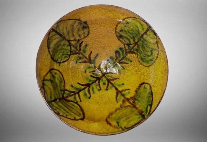 vintage handmade clay bowl or plate 1930s 6