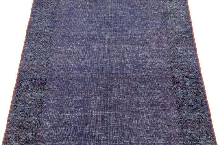 vintage handmade persian overdyed blue wool rug with allover design 4438