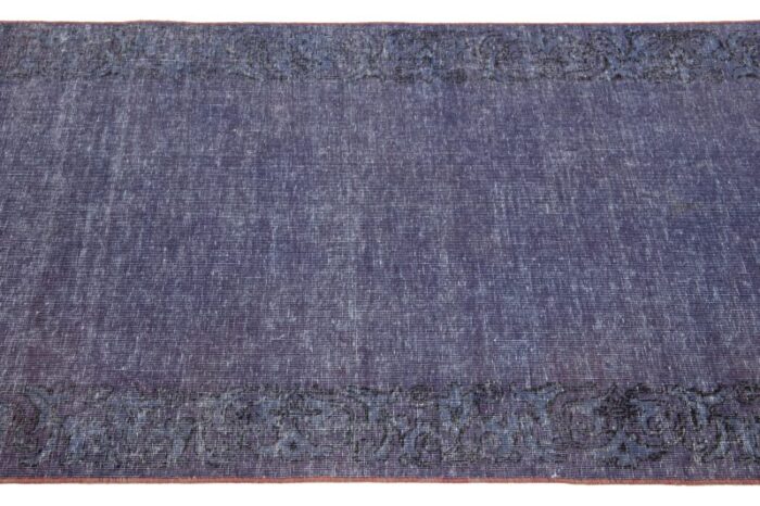 vintage handmade persian overdyed blue wool rug with allover design 5869