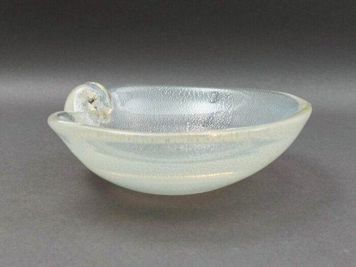 vintage mid century modern seguso murano italy silver fleck art glass bowl 8321