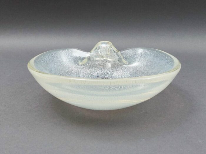 vintage mid century modern seguso murano italy silver fleck art glass bowl 8849