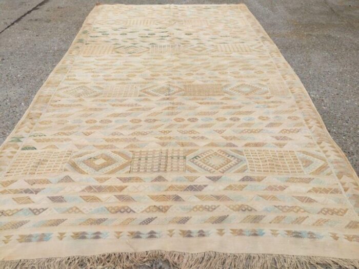 vintage moroccan shabby silk sabra kilim rug 1