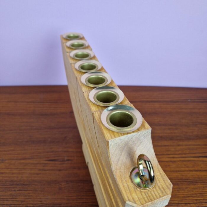 vintage nordic wooden seven arm candleholder by jonas grundell 1980s 3