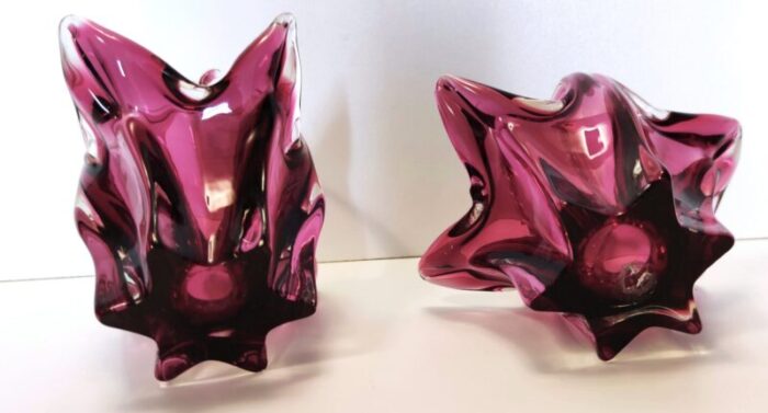 vintage pink murano glass trinket bowls italy 1950s set of 2 14