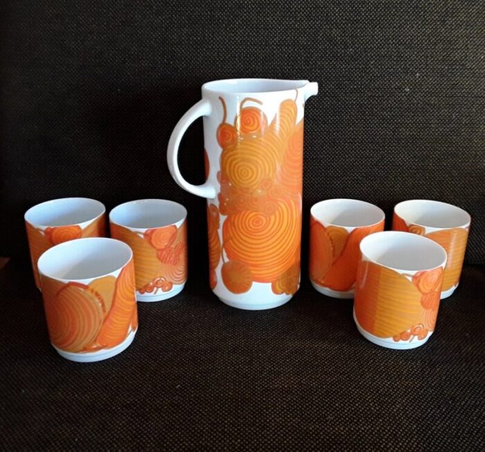 vintage pop art porcelain jug and mugs set from thomas 1970s set of 7 1