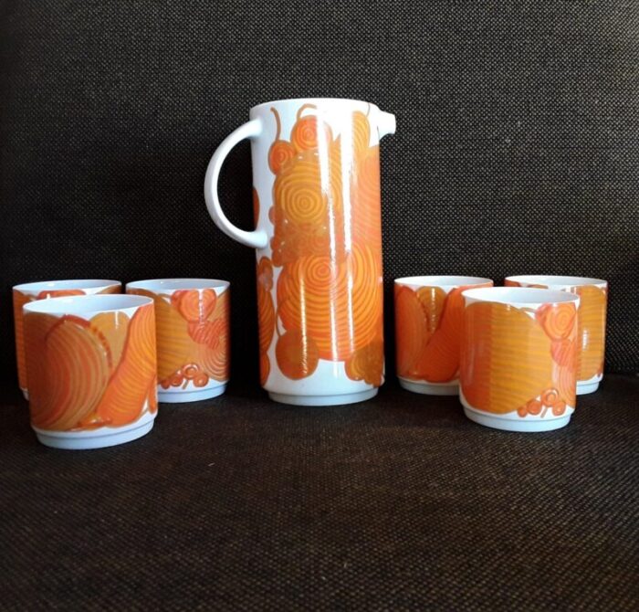 vintage pop art porcelain jug and mugs set from thomas 1970s set of 7 2