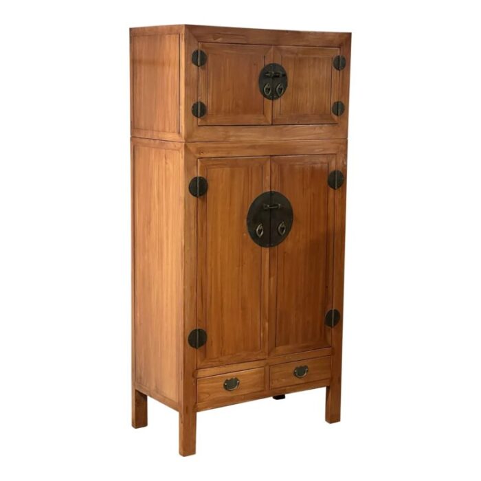 vintage qing dynasty style two piece cabinet 9486