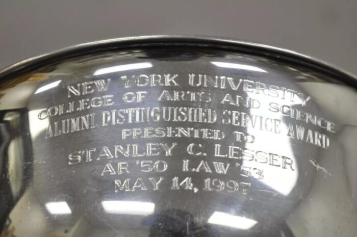 vintage queen art pewter silver plated award bowl ny university arts and science 2701