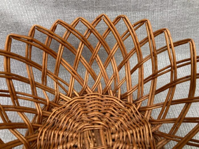 vintage rattan wicker open weave basket 1704