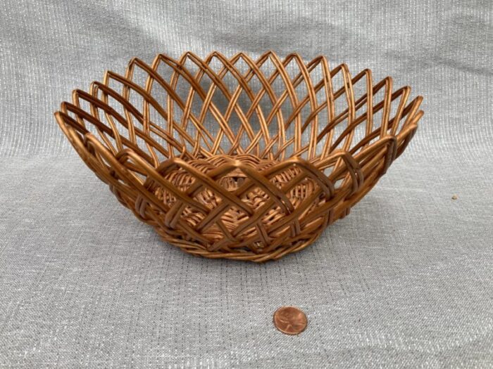 vintage rattan wicker open weave basket 2837