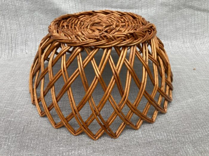 vintage rattan wicker open weave basket 3651