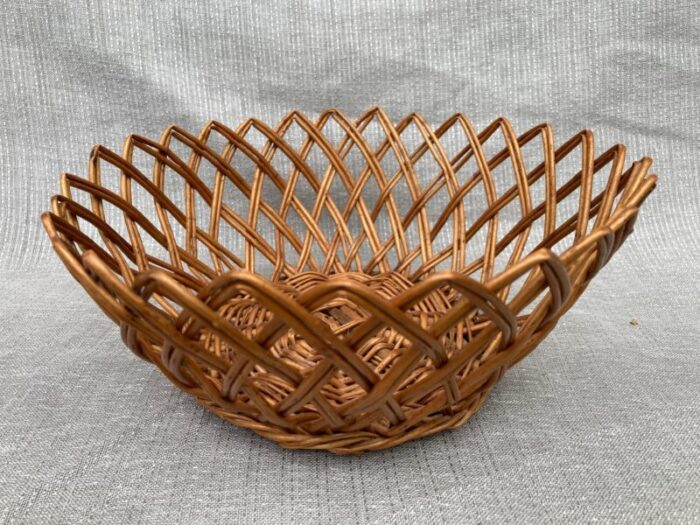 vintage rattan wicker open weave basket 4350