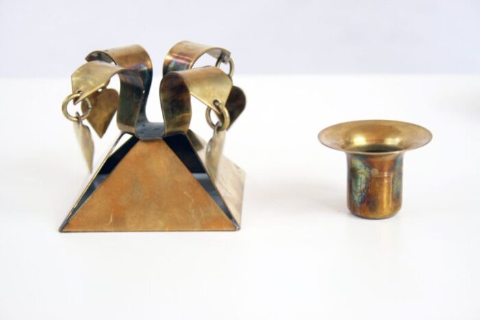 vintage scandinavian candlestick holders set of 2 6