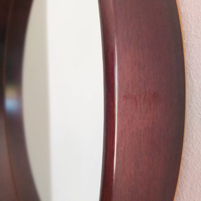 vintage scandinavian round teak mirror 1961 5