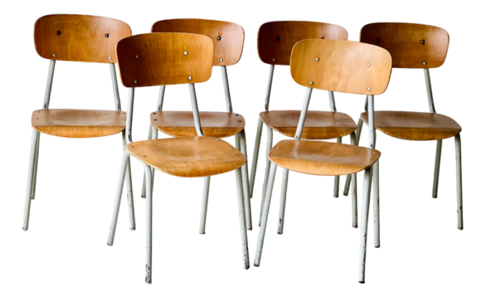 vintage school chairs set of 6 4941