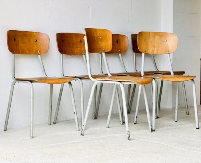 vintage school chairs set of 6 5856