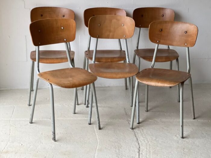 vintage school chairs set of 6 6121