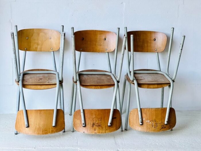 vintage school chairs set of 6 8317