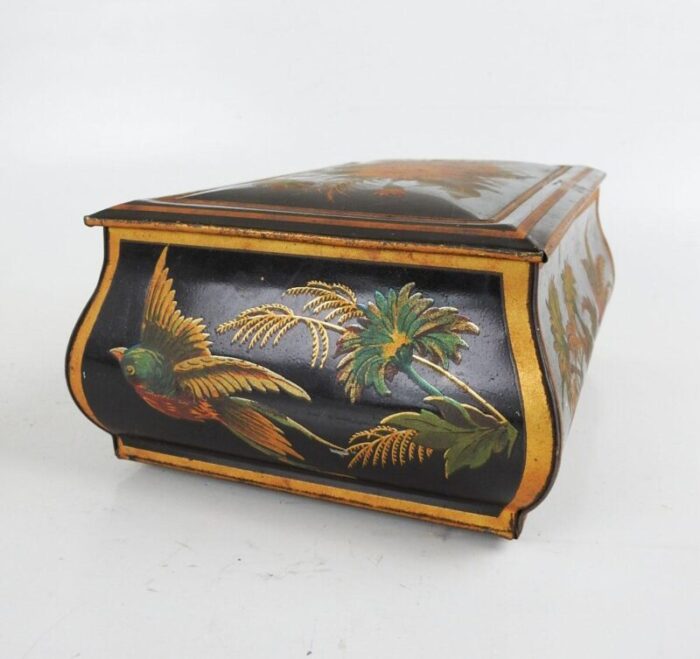 vintage shaped biscuit tin birds and flowers box 8074