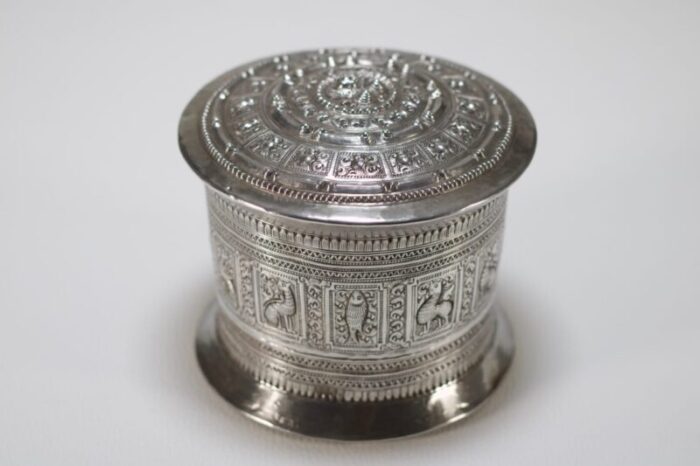 vintage silver betel box 1890s 1