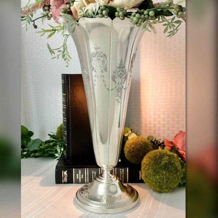 vintage sterling silver trumpet vase p260 flower vase 1380