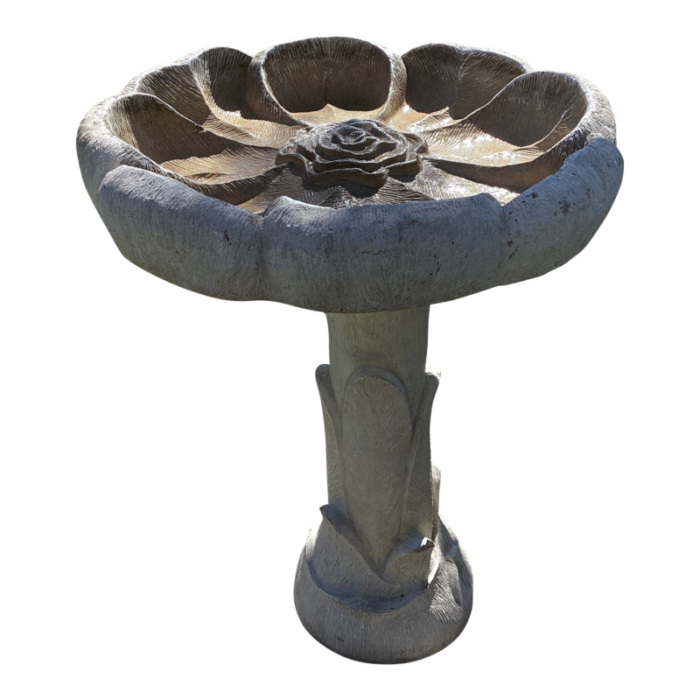 vintage stone garden statuary flower top bird bath 0558