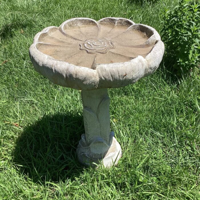 vintage stone garden statuary flower top bird bath 2904