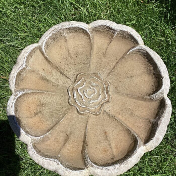 vintage stone garden statuary flower top bird bath 3188