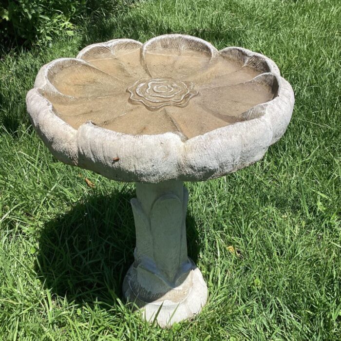 vintage stone garden statuary flower top bird bath 4088