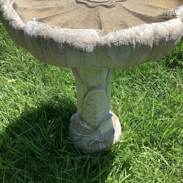 vintage stone garden statuary flower top bird bath 8702