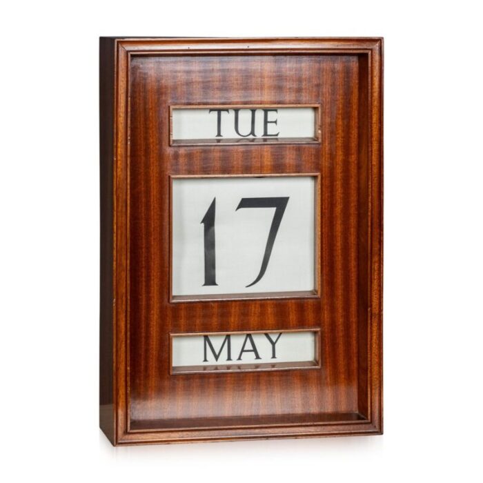 vintage striped wood perpetual desk wall calendar 1970s 1