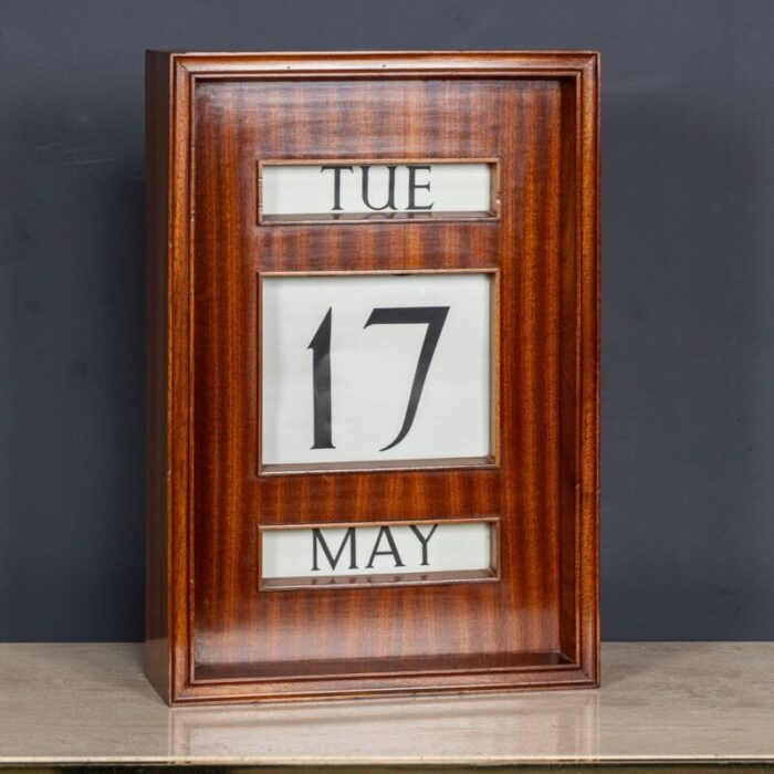 vintage striped wood perpetual desk wall calendar 1970s 21