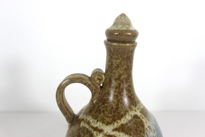 vintage studio pottery jug or pitcher with lid carafe oil dispenser wine vessel signed by artist peter knudstrup 3809