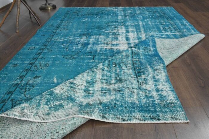 vintage turkish blue wool star rug 1960s 3