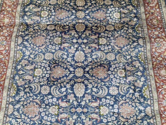 vintage turkish silk hereke rug 1980s 7