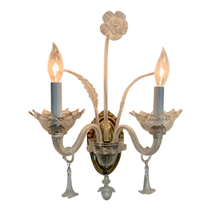 vintage venetian murano glass two light wall sconce 4311