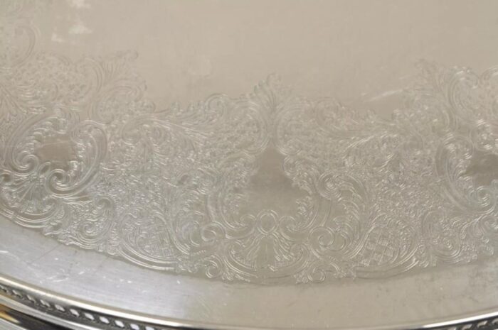 vintage wa italy oval silver plated pierced gallery serving platter tray 7050