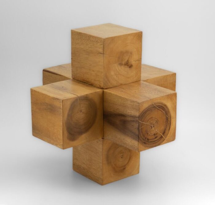 vintage wood geometric sculpture by a geddis 1977 5