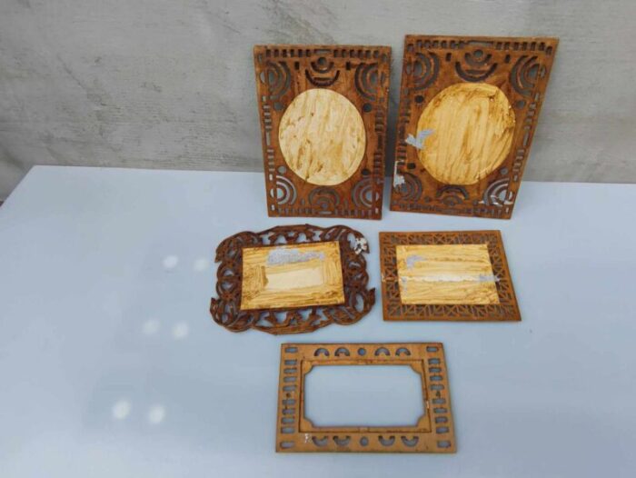 vintage wooden frames 1920s set of 5 6