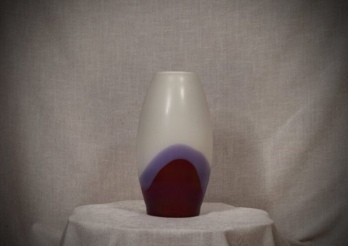 vivarini la formia murano art glass violet red and white vase 1980s 8