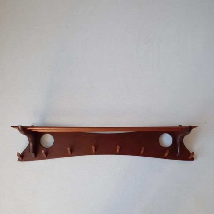 wall mounted coat rack in teak 1960s 4