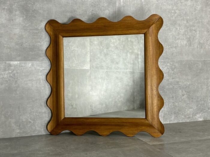 wavy wooden mirror 1990s 1