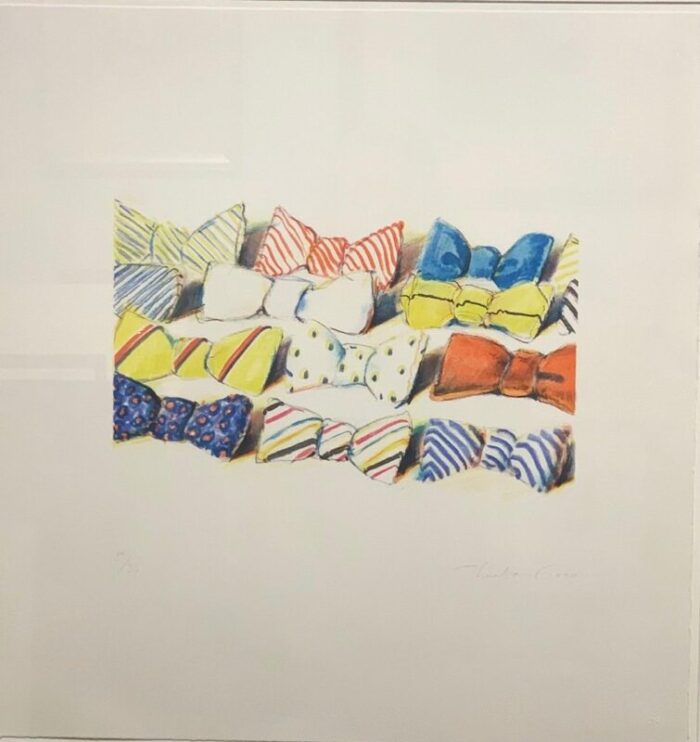 wayne thiebaud bow ties color lithograph 1990 framed 8283